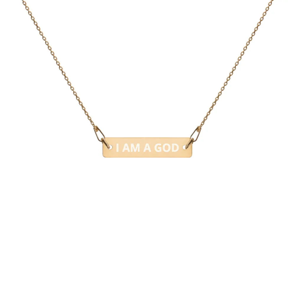 GOD Engraved Bar Chain Necklace