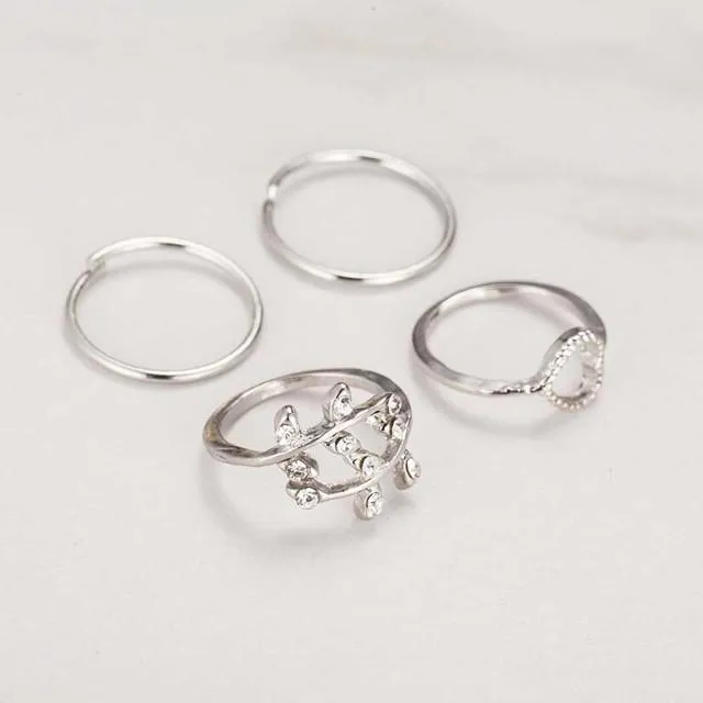 Gold & Silver Rings (4 Piece Set)