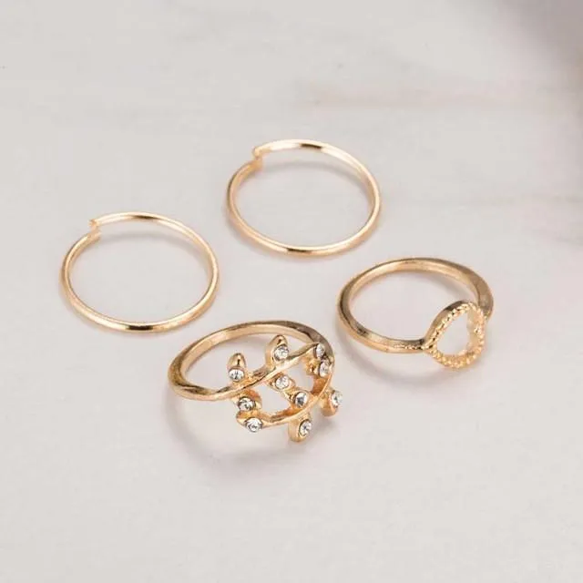 Gold & Silver Rings (4 Piece Set)
