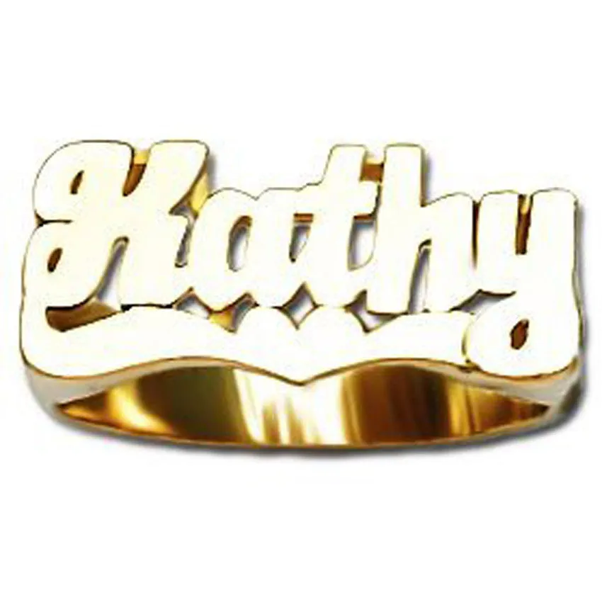 Gold Name Ring with Heart