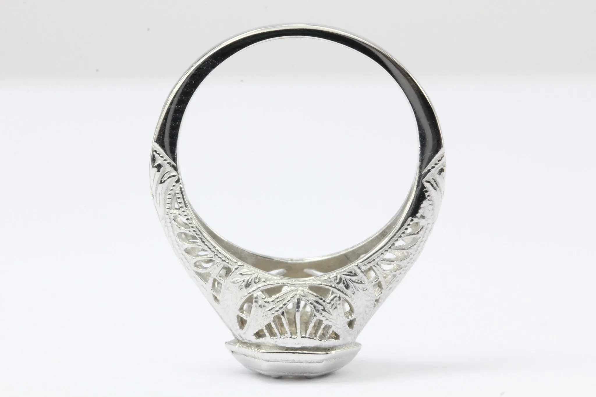 Gorgeous Art Deco 14K White Gold Old European Cut Diamond Engagement Ring c.1920