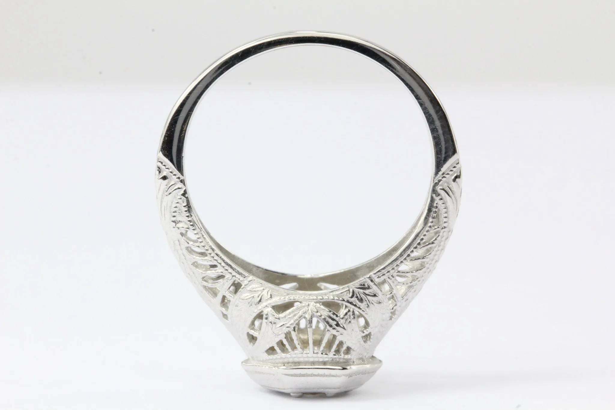 Gorgeous Art Deco 14K White Gold Old European Cut Diamond Engagement Ring c.1920