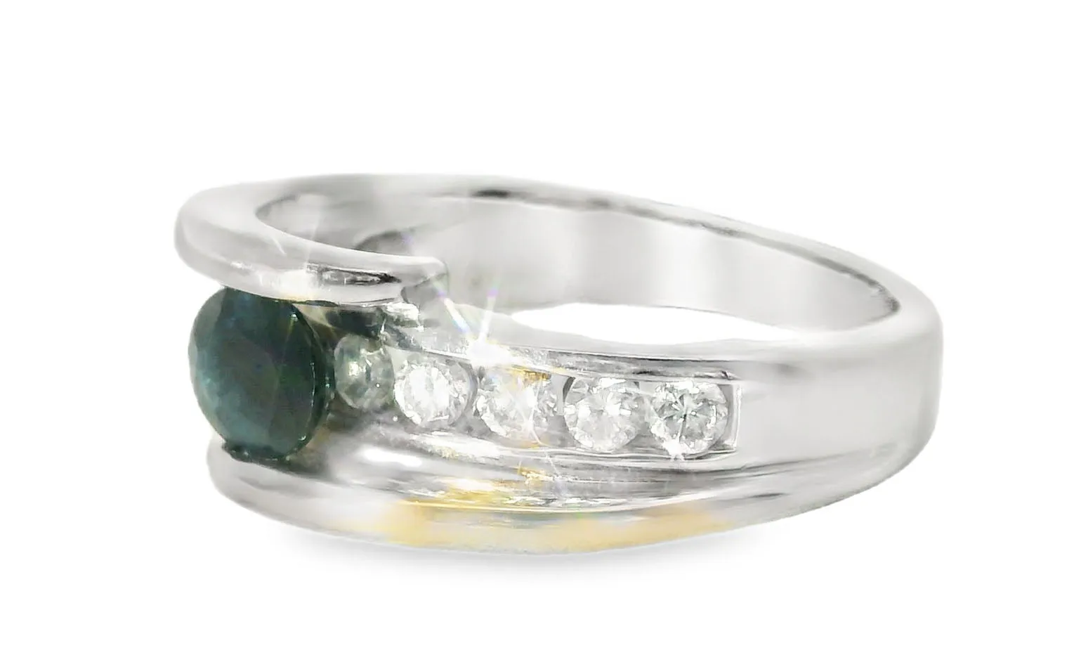 Gorgeous Estate 14K White Gold Sapphire Diamond Tension Band Ring