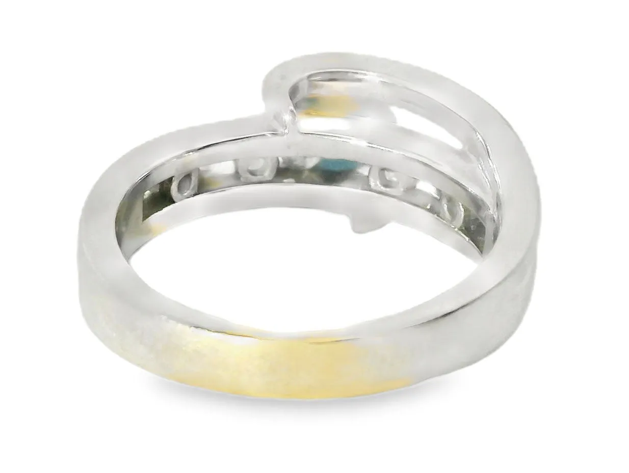 Gorgeous Estate 14K White Gold Sapphire Diamond Tension Band Ring