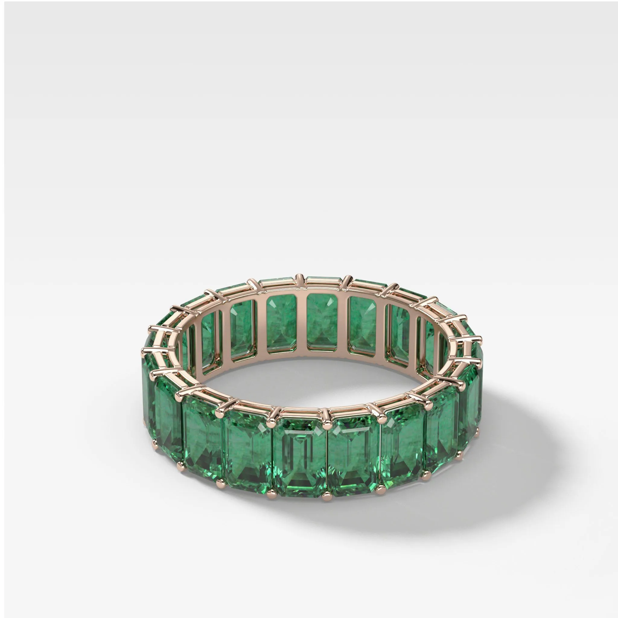Green Emerald Emerald Cut Eternity Band