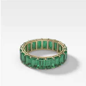 Green Emerald Emerald Cut Eternity Band