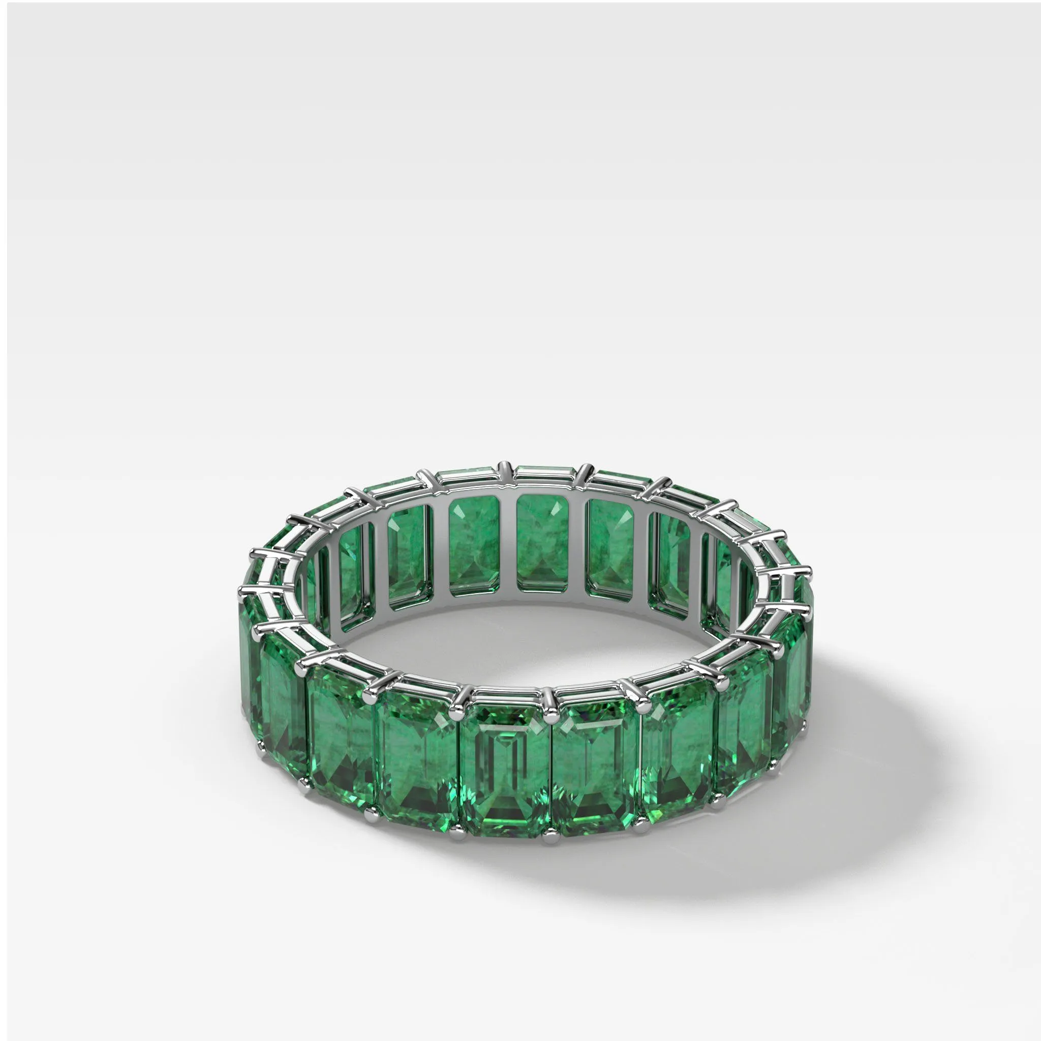 Green Emerald Emerald Cut Eternity Band