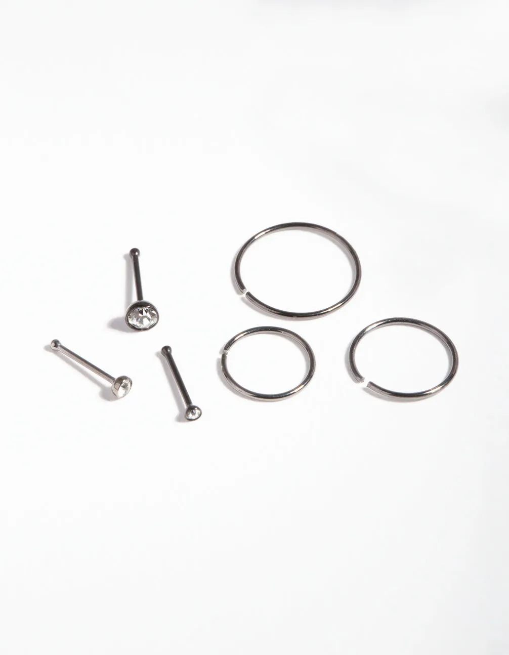 Gunmetal Surgical Steel Fine Nose Jewellery 6-Pack