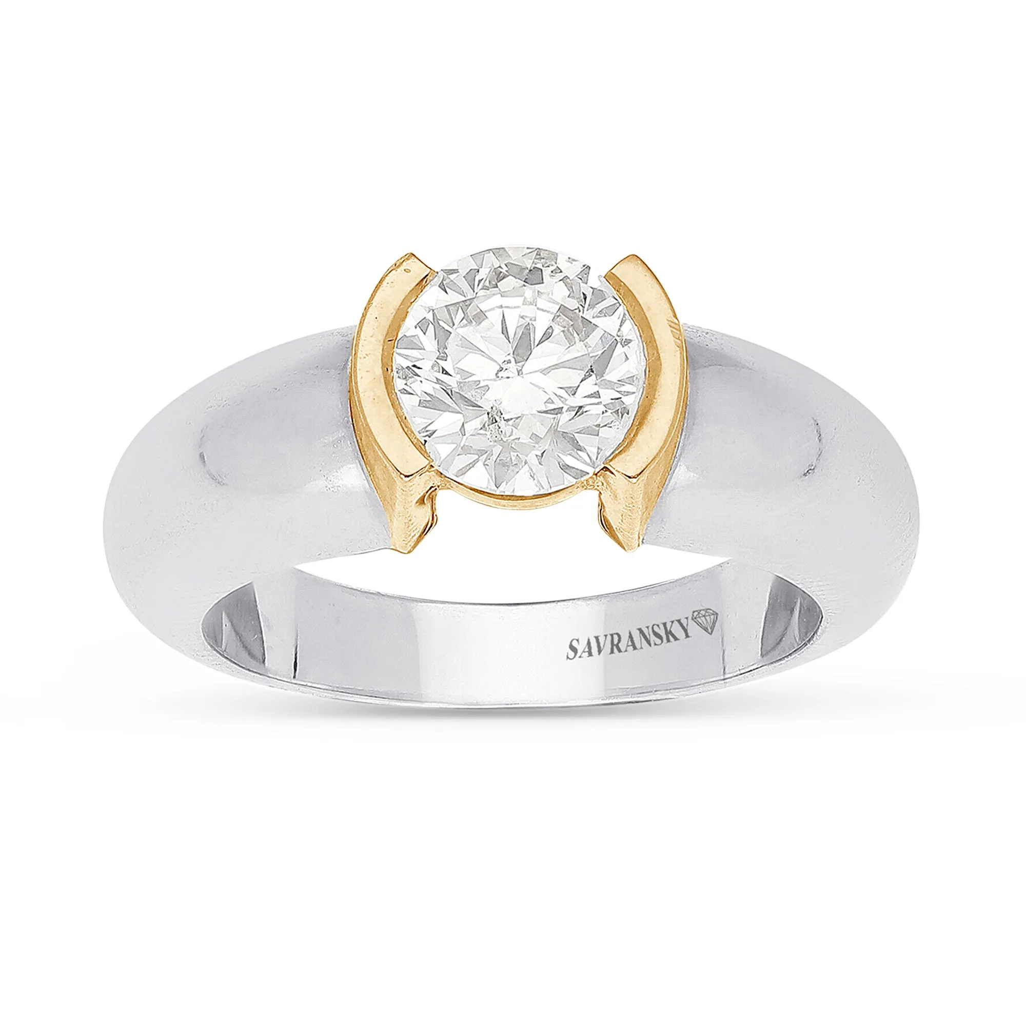 Half Bezel Solitaire Engagement Ring