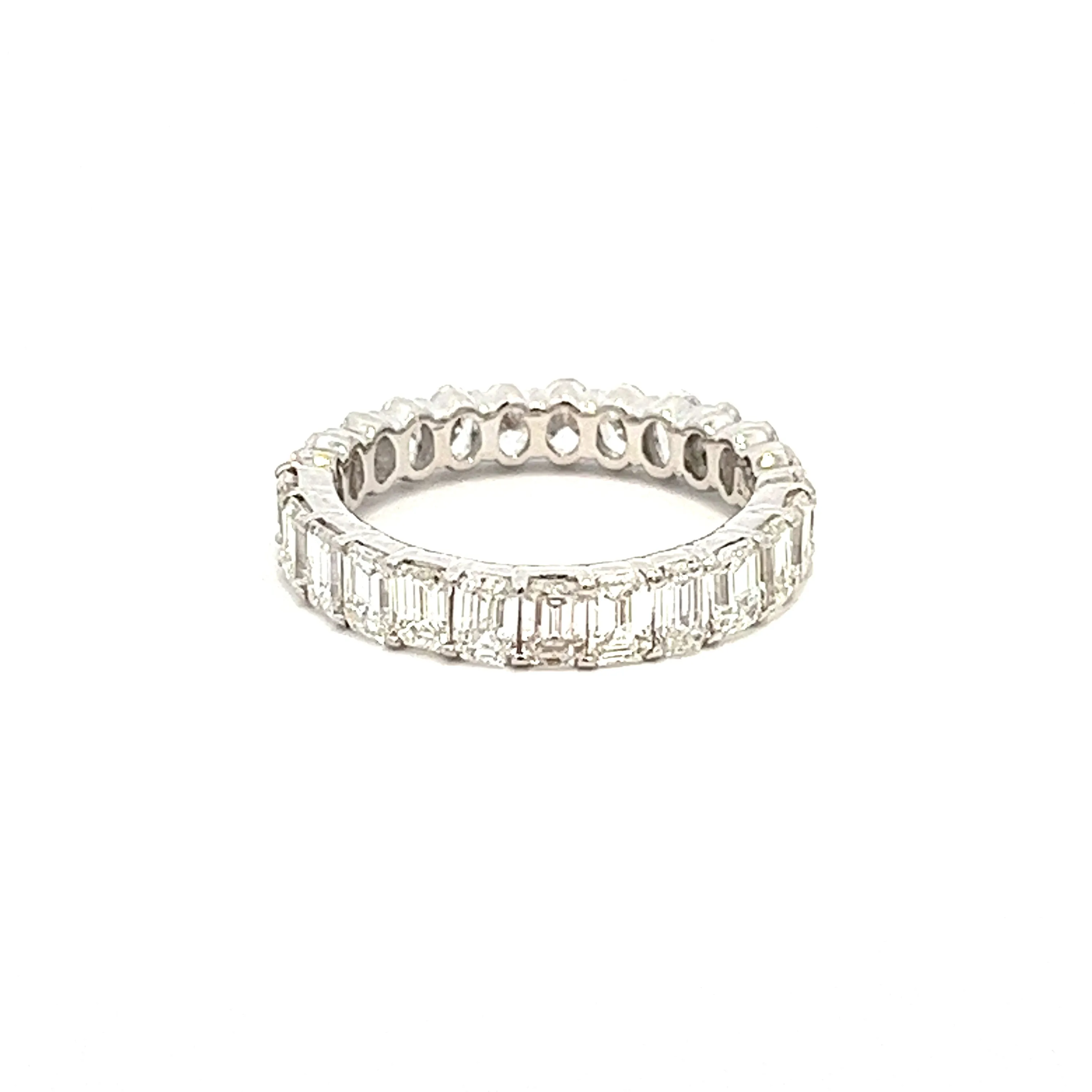 Half Oval - Half Emerald Diamond Eternity Band