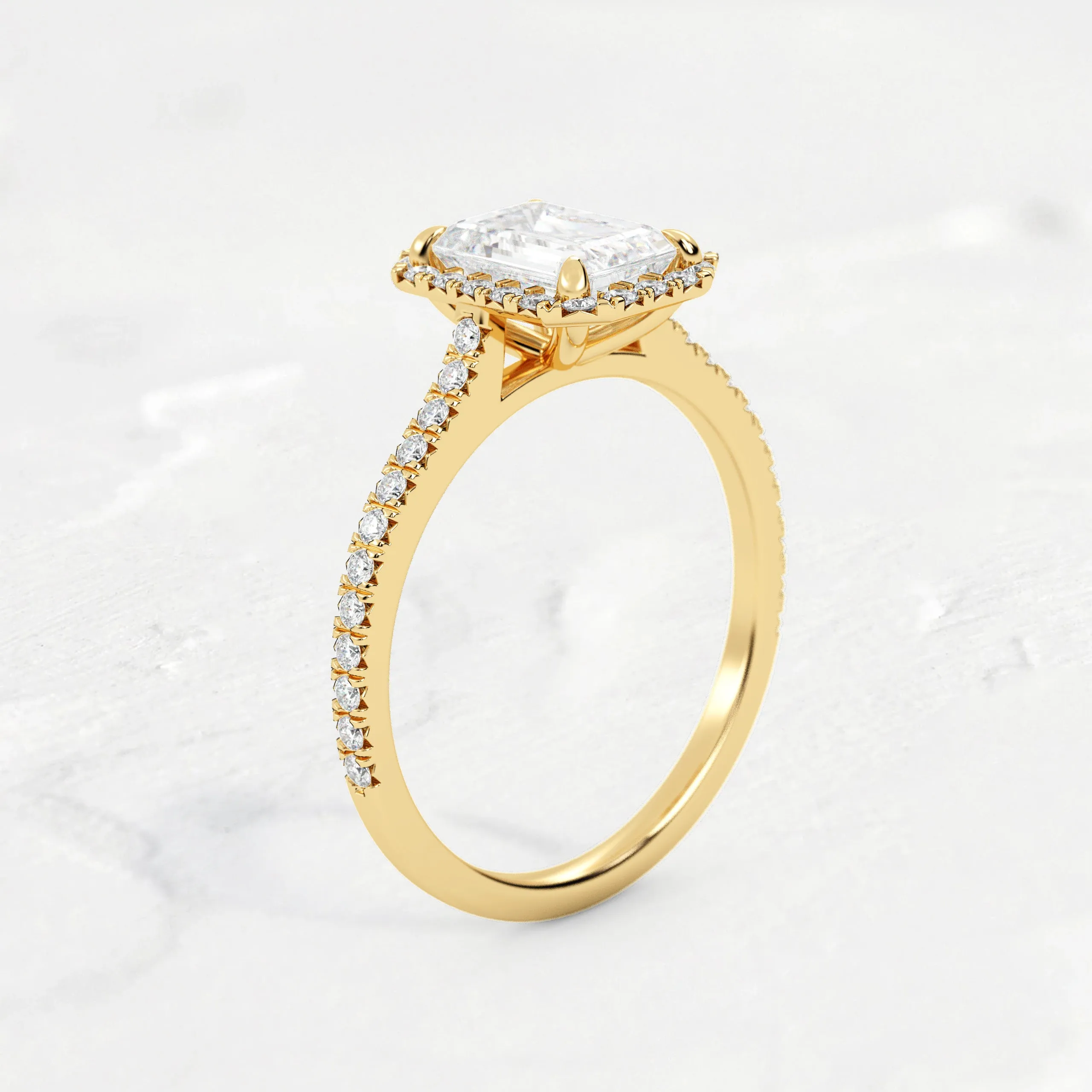 Halo Emerald Cut Engagement Ring