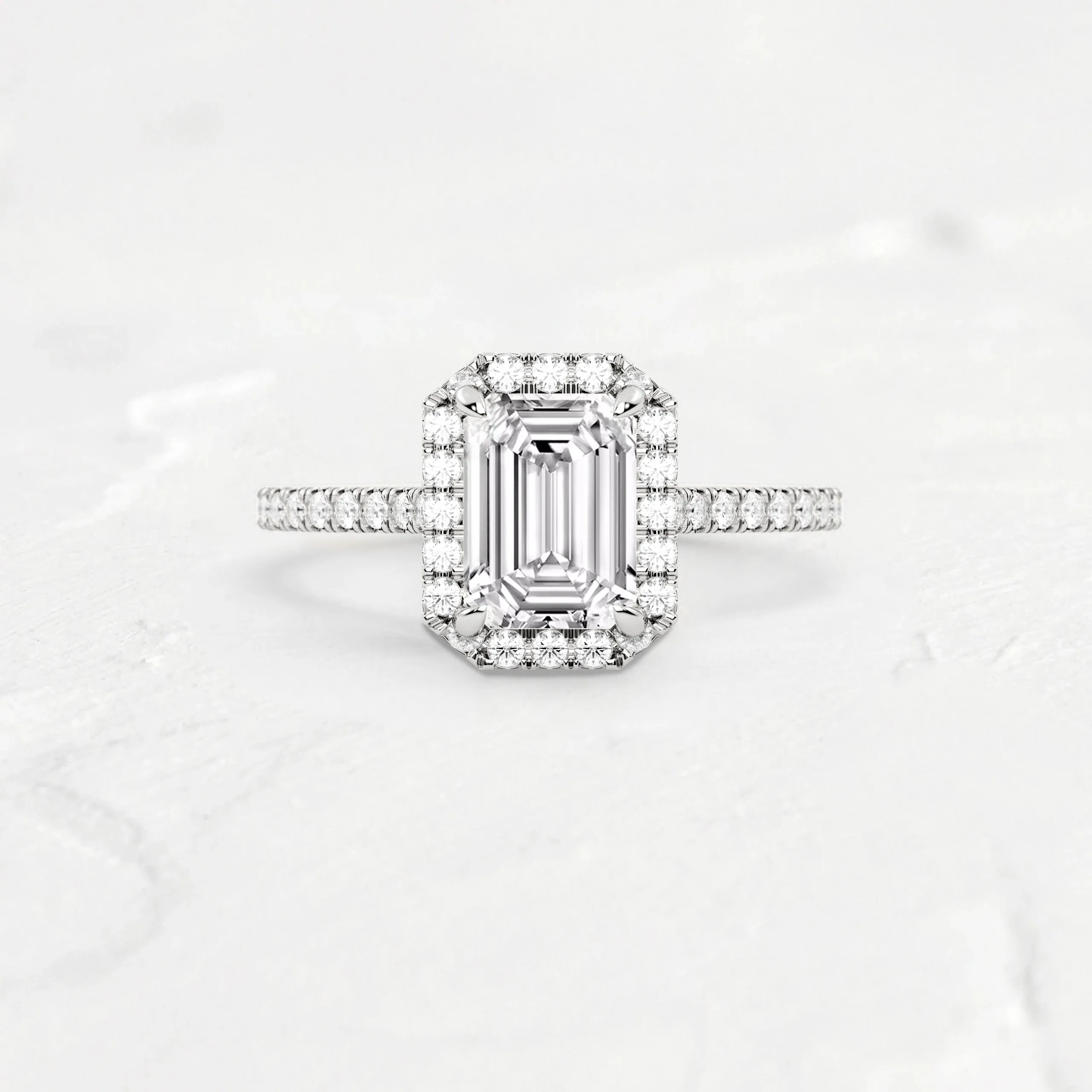 Halo Emerald Cut Engagement Ring