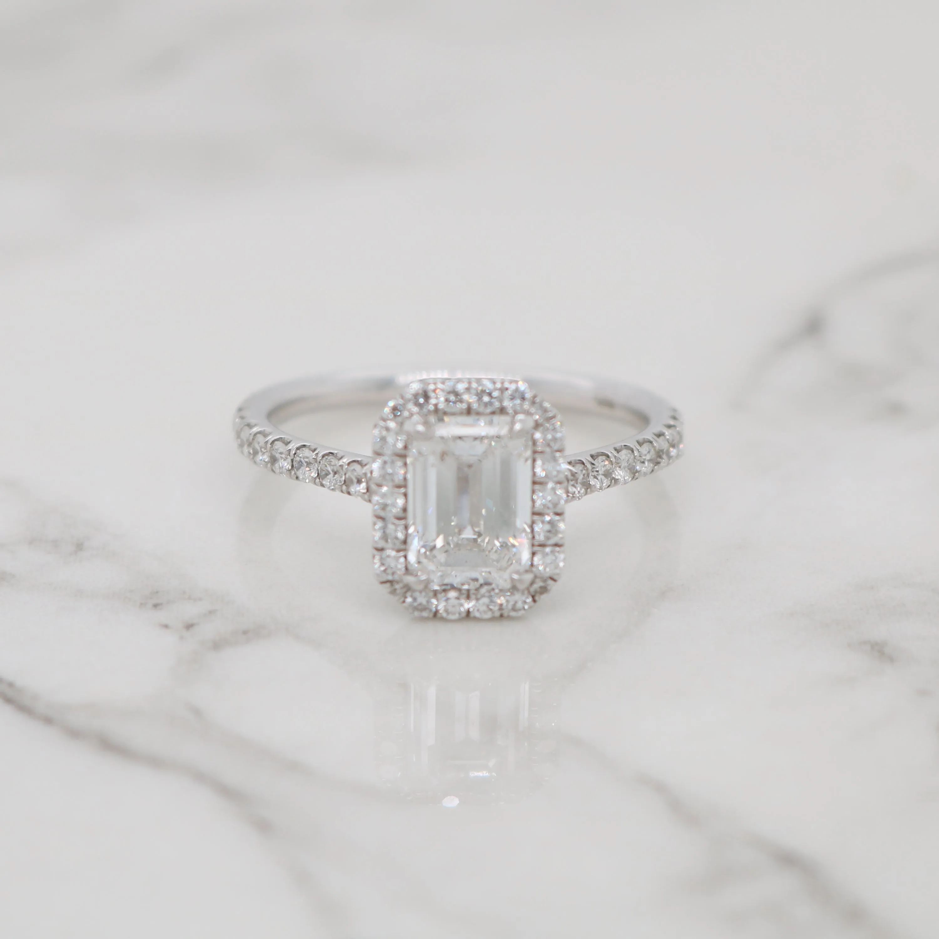 Halo Emerald Cut Engagement Ring