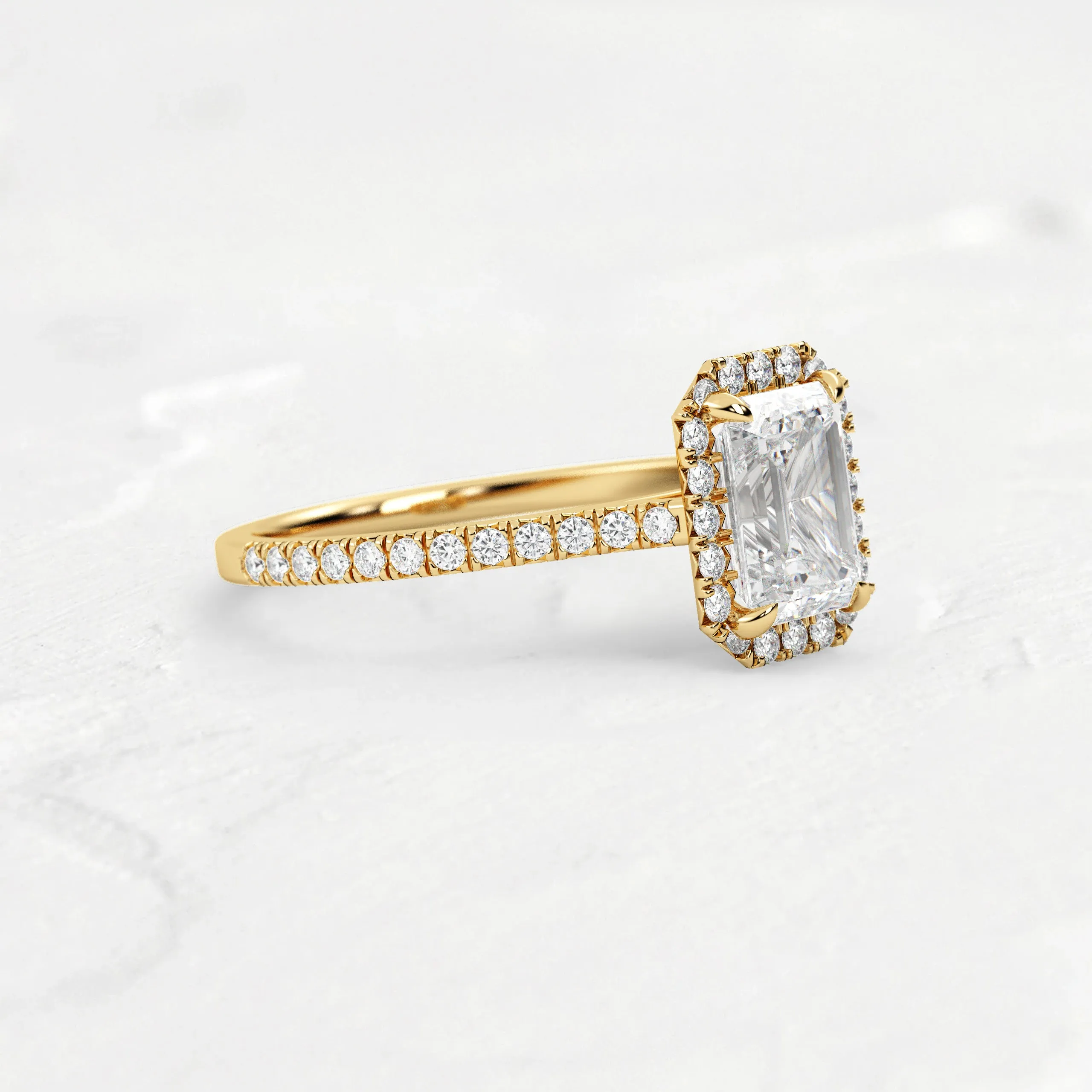 Halo Emerald Cut Engagement Ring