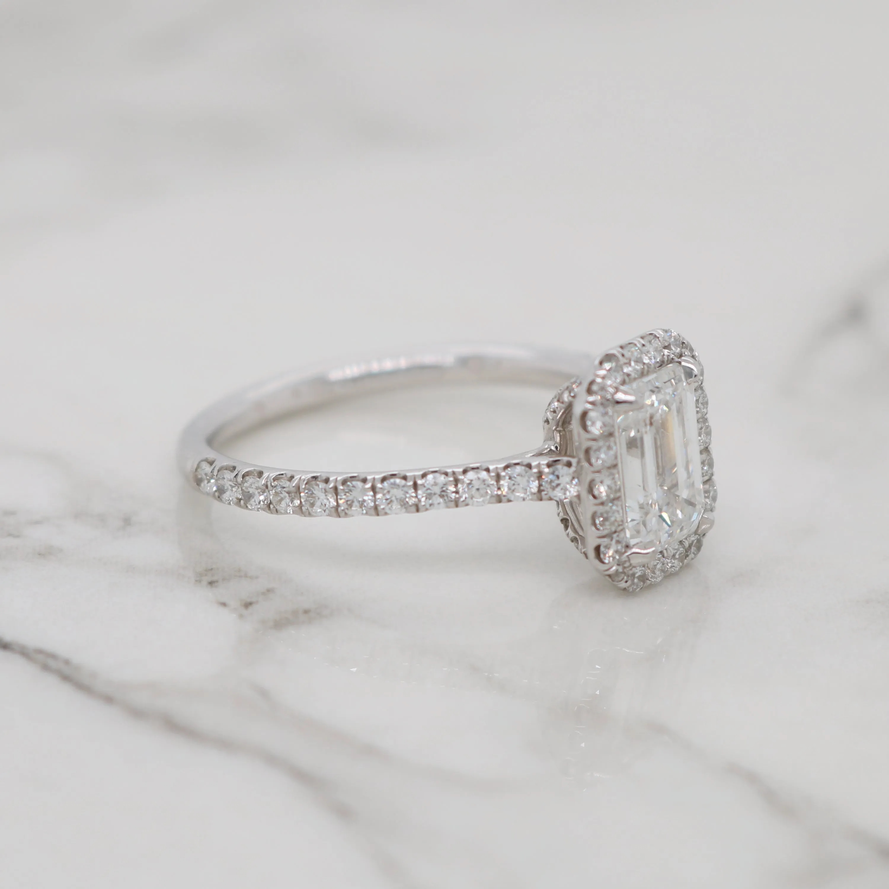 Halo Emerald Cut Engagement Ring