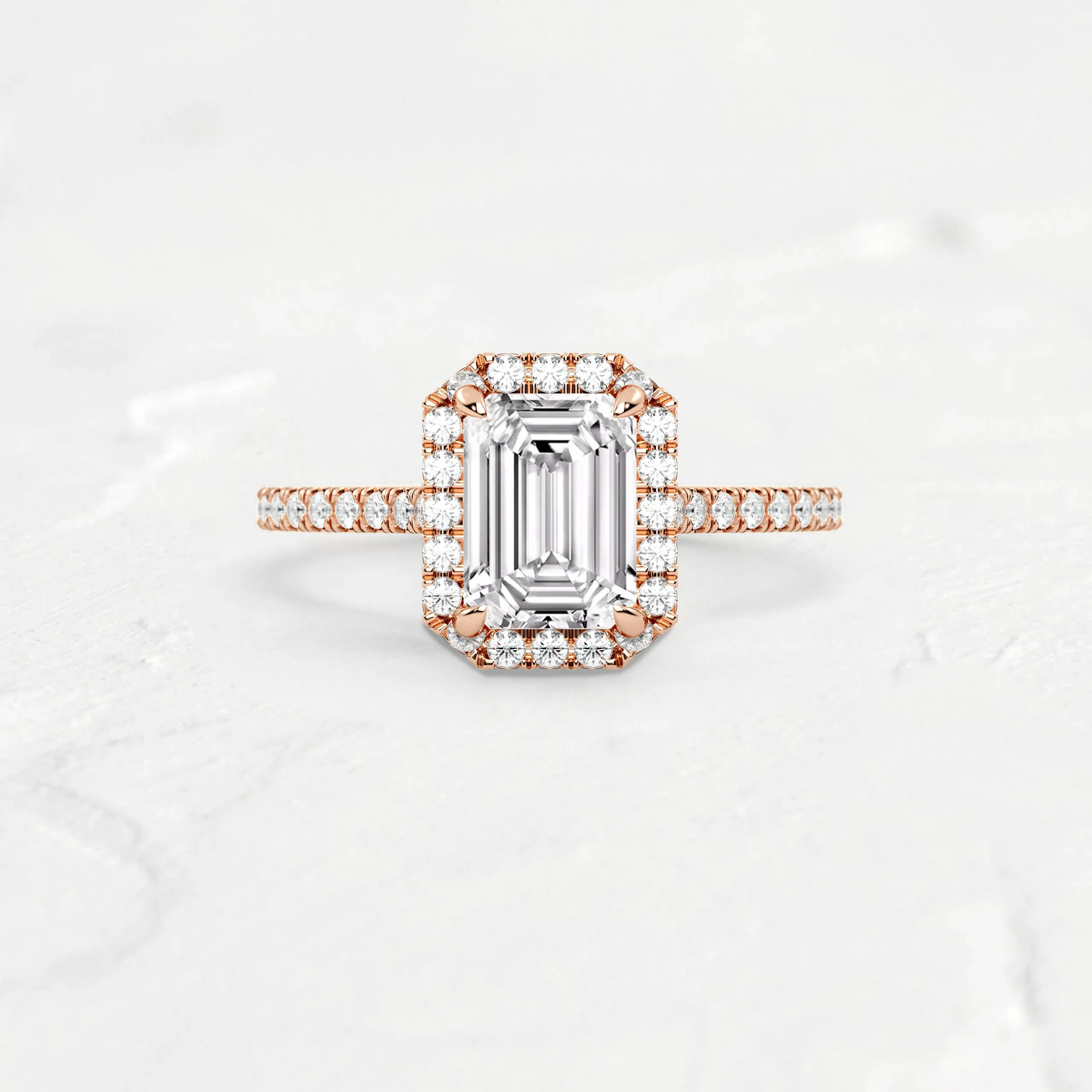 Halo Emerald Cut Engagement Ring