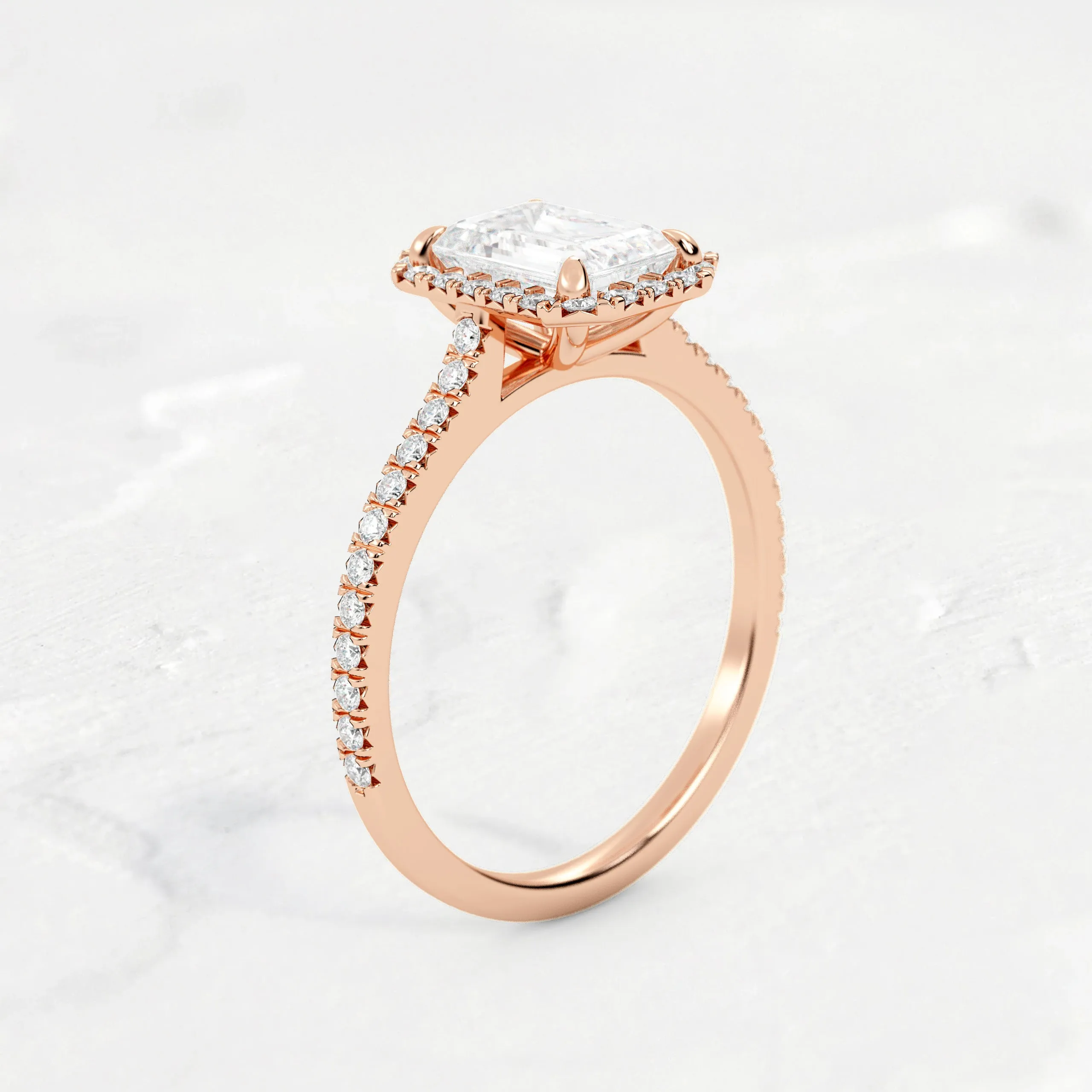 Halo Emerald Cut Engagement Ring