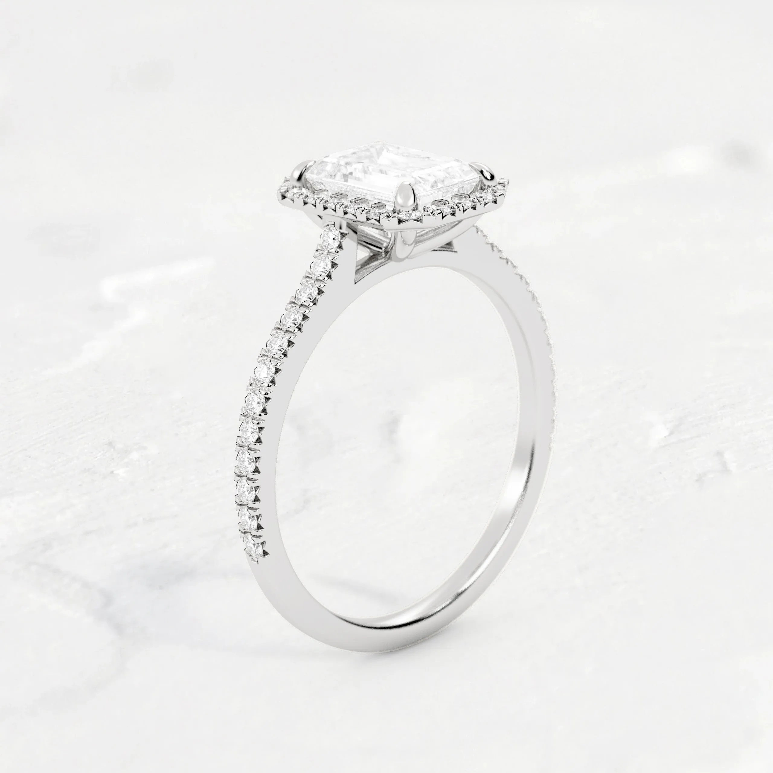 Halo Emerald Cut Engagement Ring