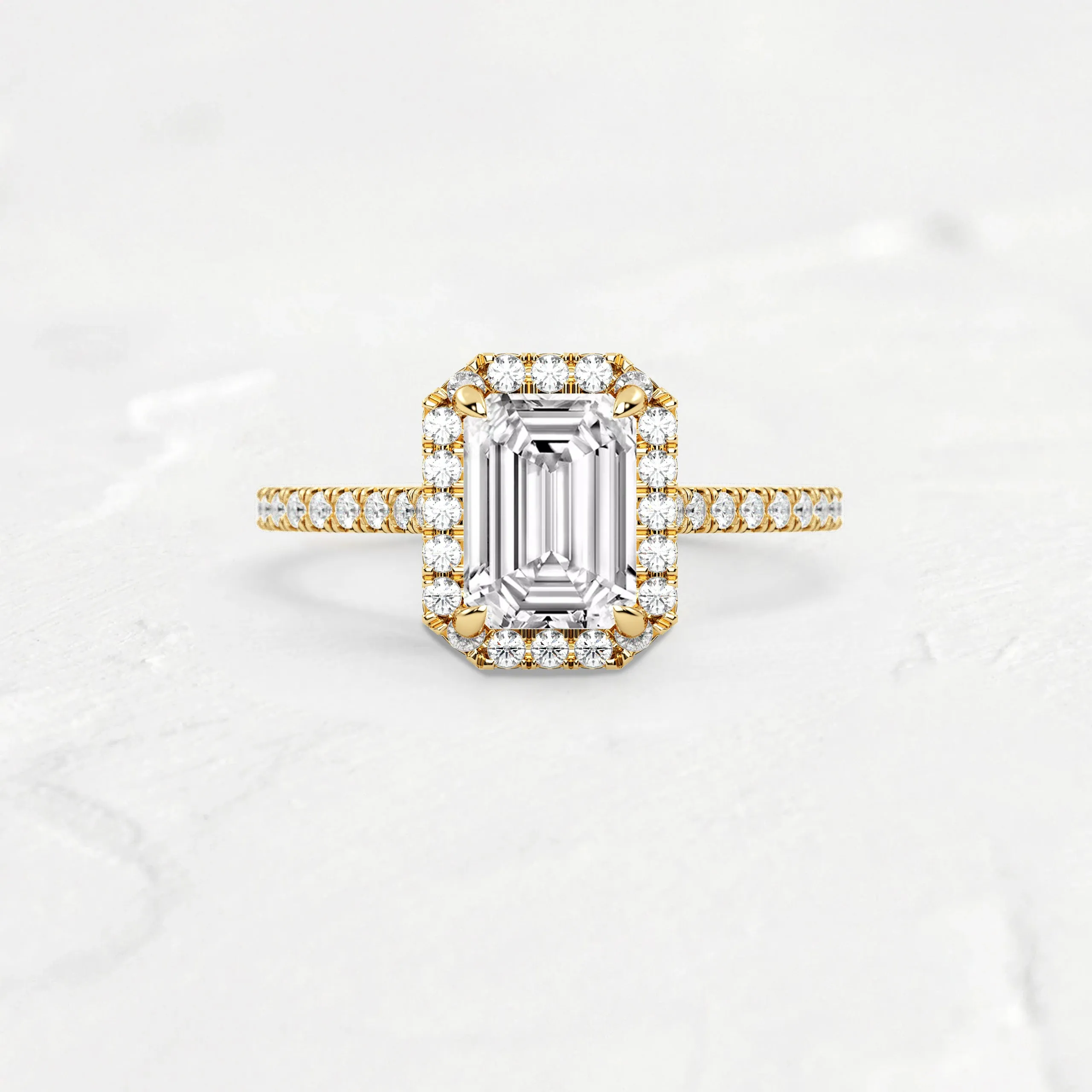 Halo Emerald Cut Engagement Ring