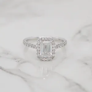 Halo Emerald Cut Engagement Ring