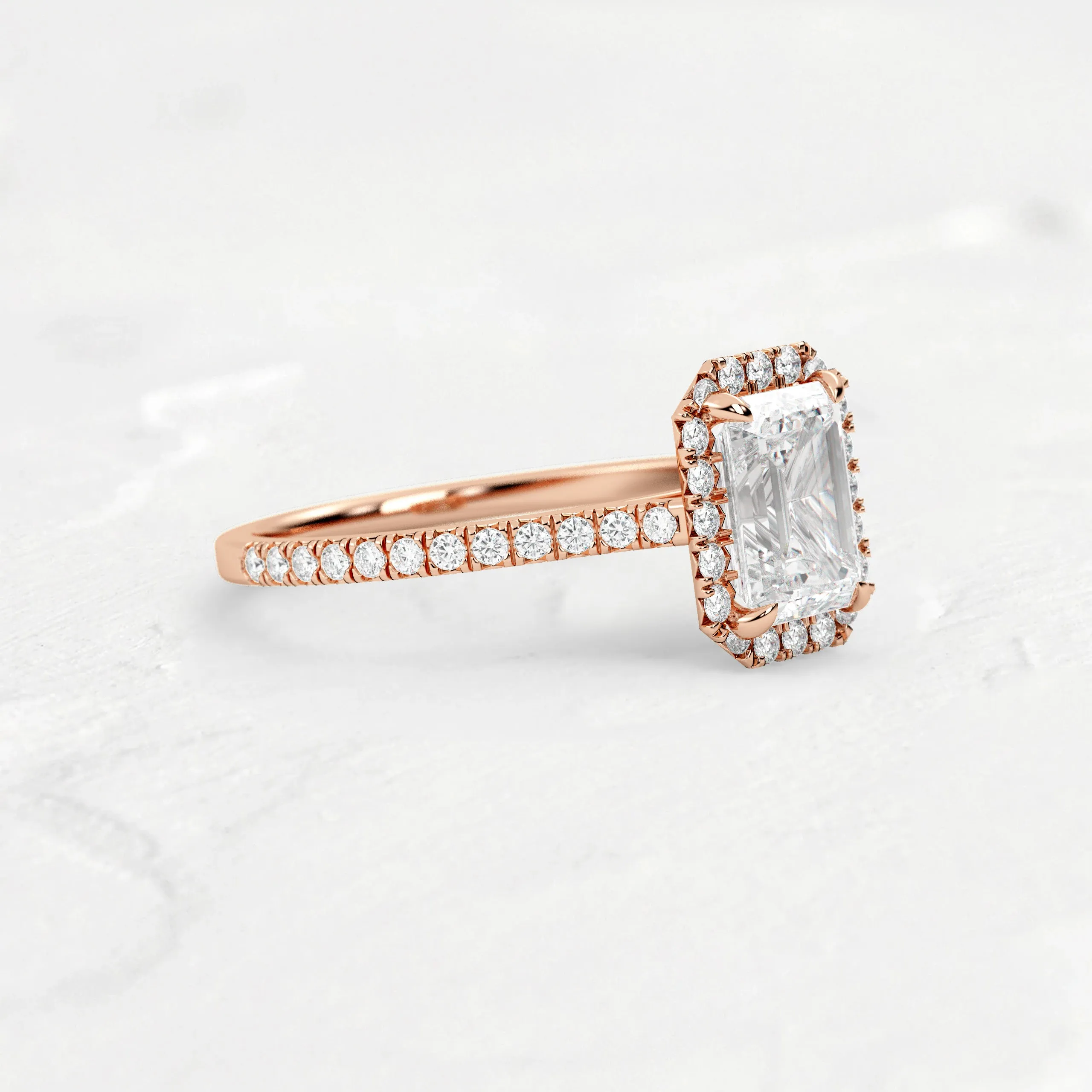 Halo Emerald Cut Engagement Ring