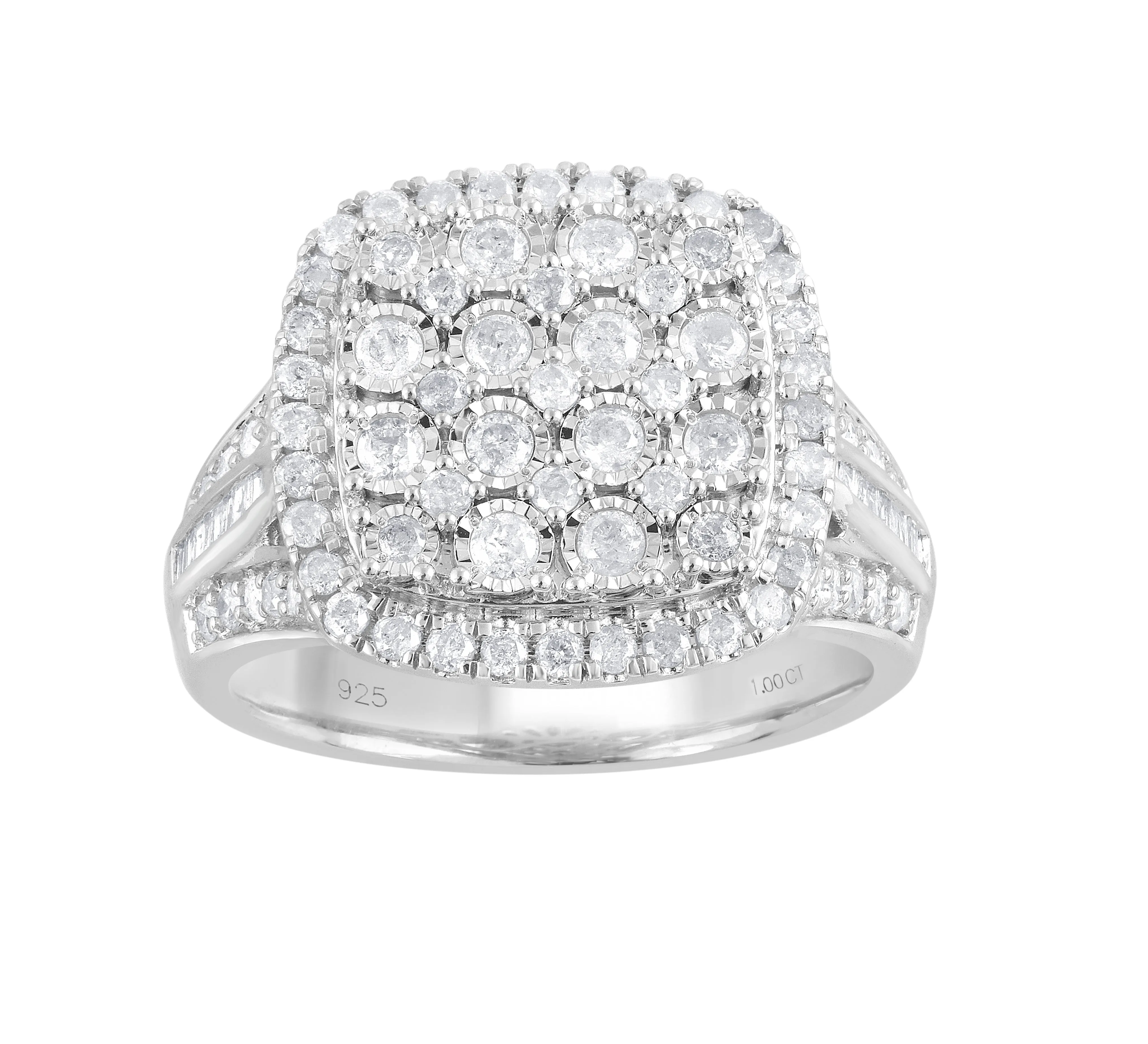 Halo Miracle Ring with 1.00ct of Diamonds in Sterling Silver
