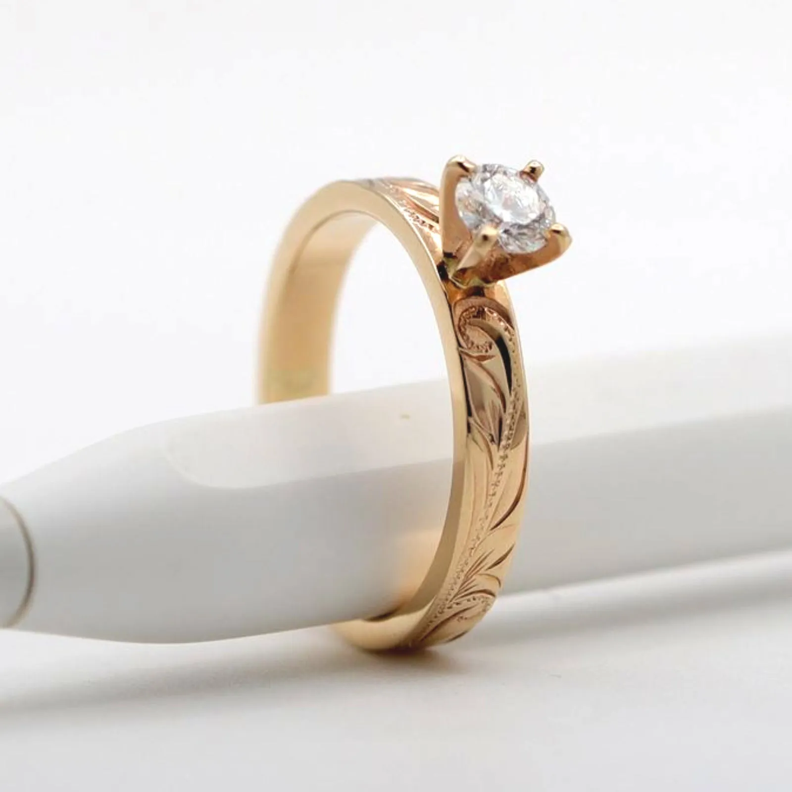 Hawaii Engagement Ring, Hand Engraved Design (3mm width)