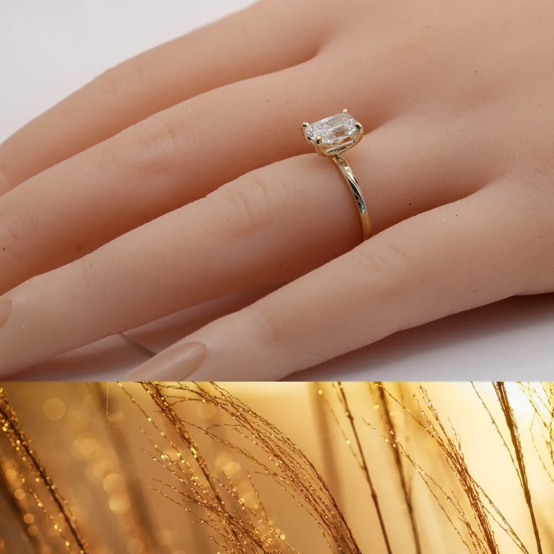 Hawaiian engagement ring, Lab grown diamond, Engraved with Hawaiian design (2mm width band)