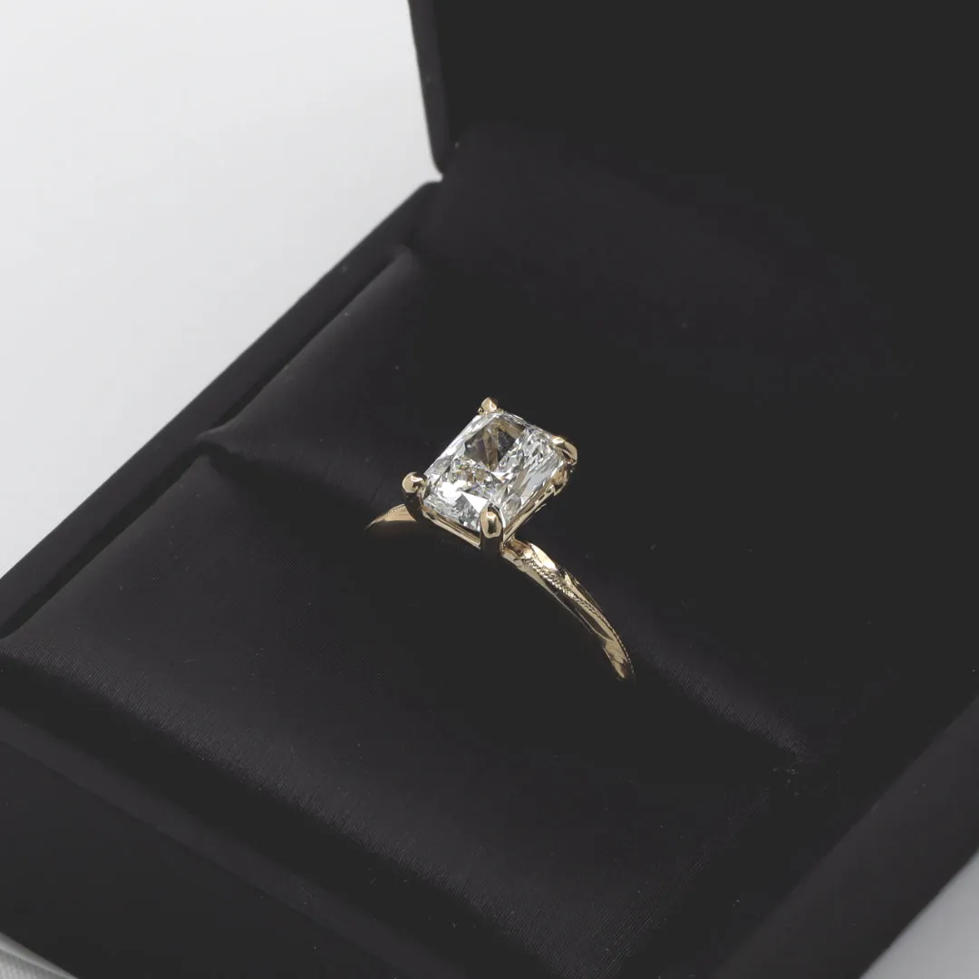 Hawaiian engagement ring, Lab grown diamond, Engraved with Hawaiian design (2mm width band)