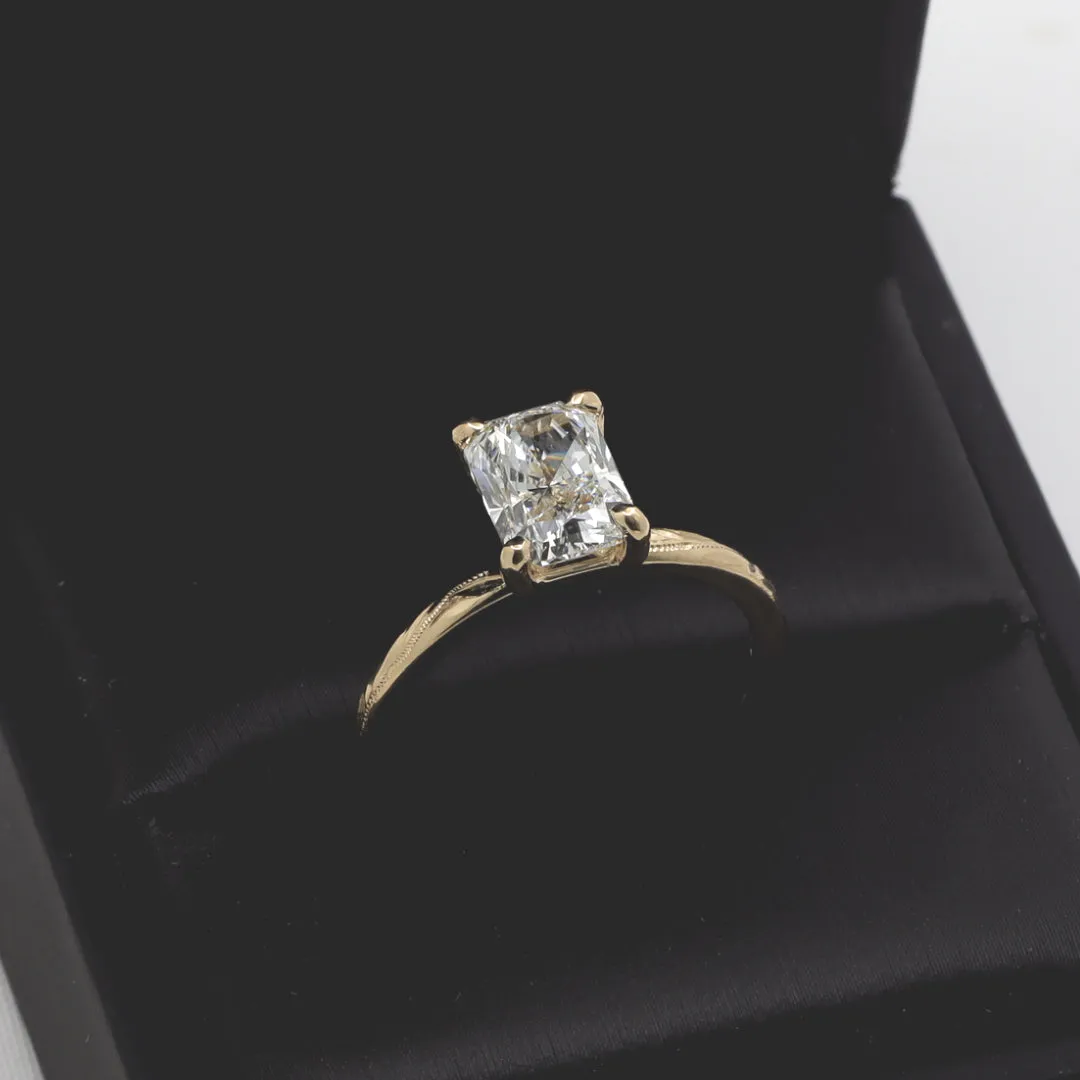 Hawaiian engagement ring, Lab grown diamond, Engraved with Hawaiian design (2mm width band)