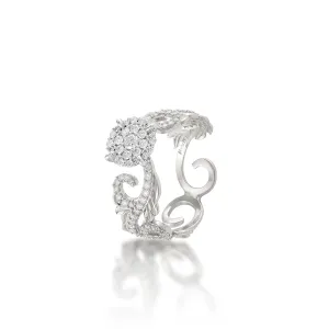 Hawaiian Heirloom Engagement Ring in White Gold with Diamonds