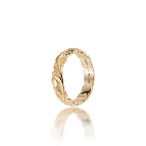Hawaiian Heirloom Old English Scroll Ring in Gold - 4.5mm