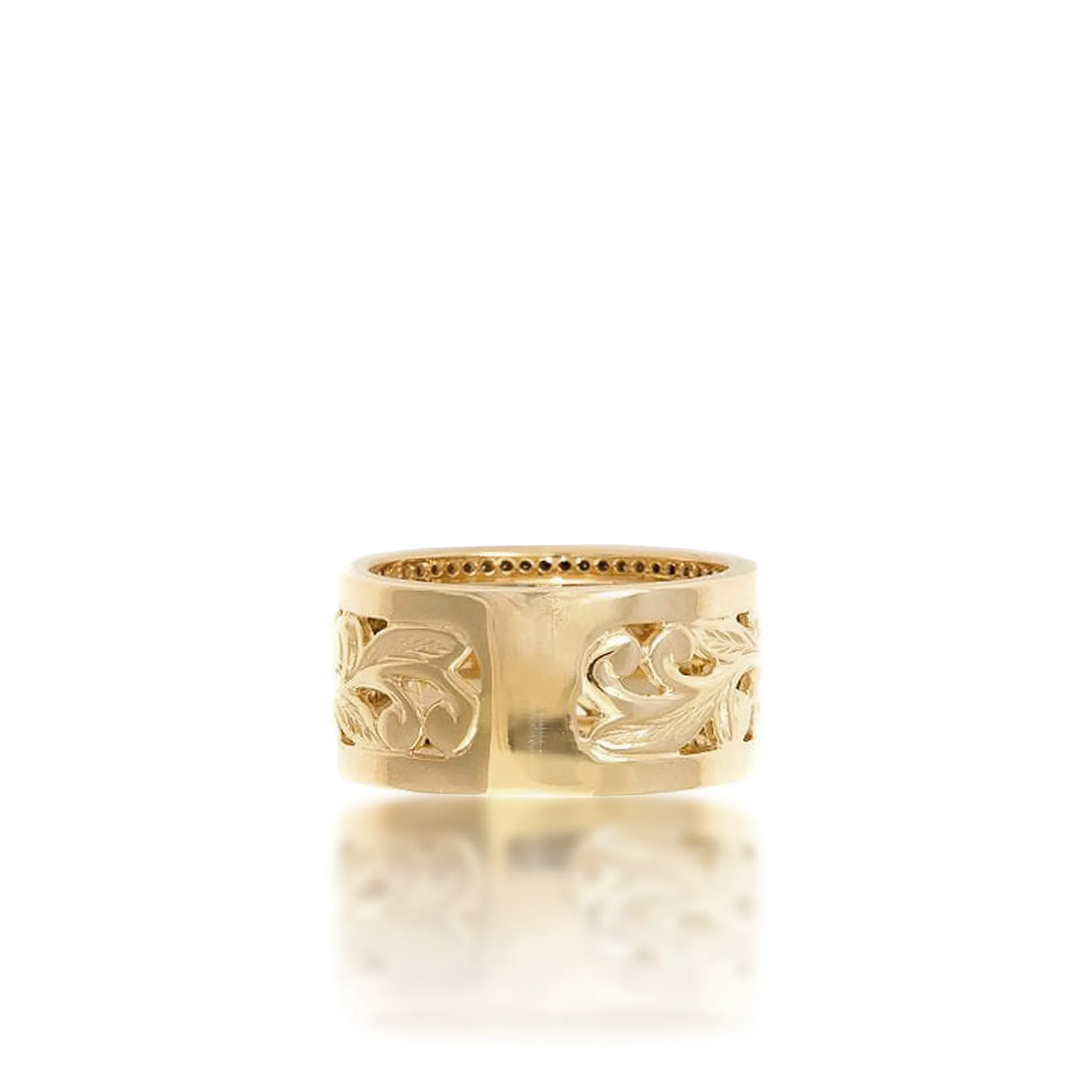 Hawaiian Heirloom Plumeria Ring in Gold with Diamonds - 10mm