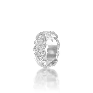 Hawaiian Heirloom Plumeria Ring in Sterling Silver - 8mm