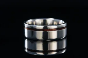 HAWAIIAN KOA OFFSET WOOD PLATINUM RING