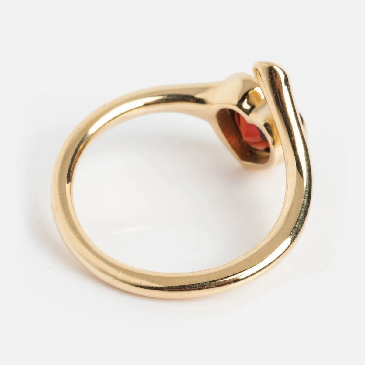 Heart Garnet and Diamond Twist Ring