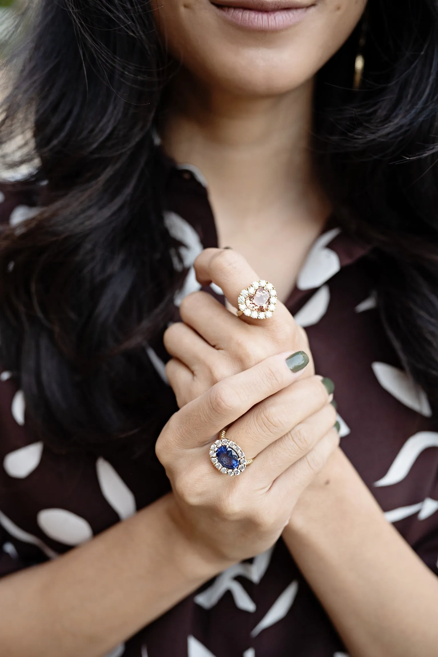 Heart Peach Tourmaline & Diamond Heirloom Bezel Ring