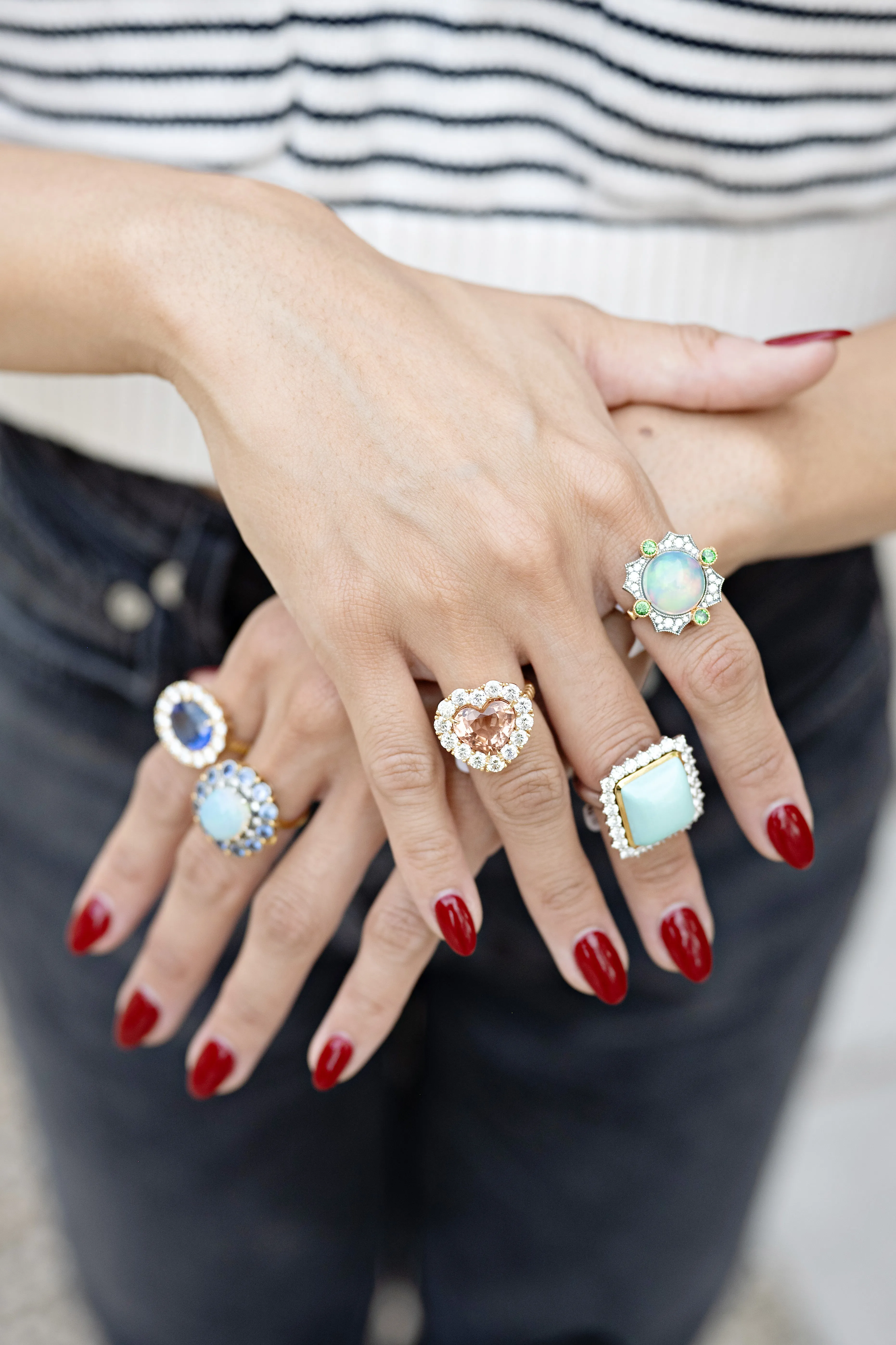 Heart Peach Tourmaline & Diamond Heirloom Bezel Ring