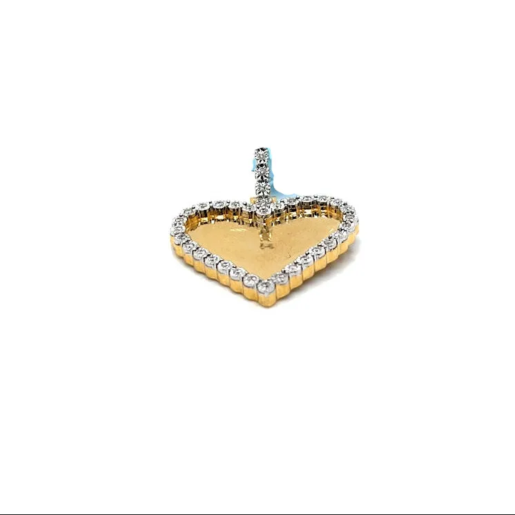 Heart Shaped 10k Gold .35ct Natural Diamond Memory Picture Charm Pendant - CSP21385-1