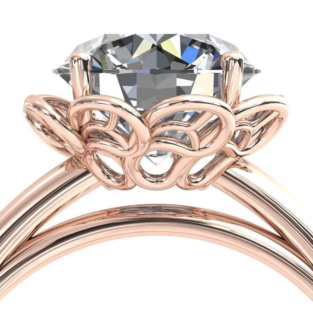 Heirloom Flower Round Center Stone Engagement Ring