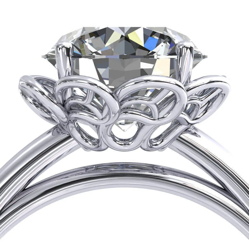 Heirloom Flower Round Center Stone Engagement Ring
