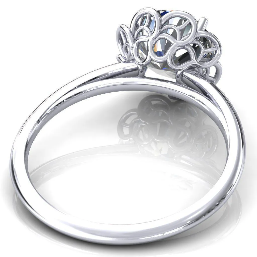Heirloom Flower Round Center Stone Engagement Ring