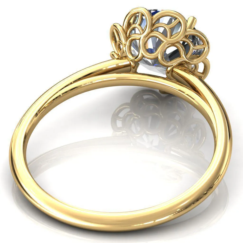 Heirloom Flower Round Center Stone Engagement Ring