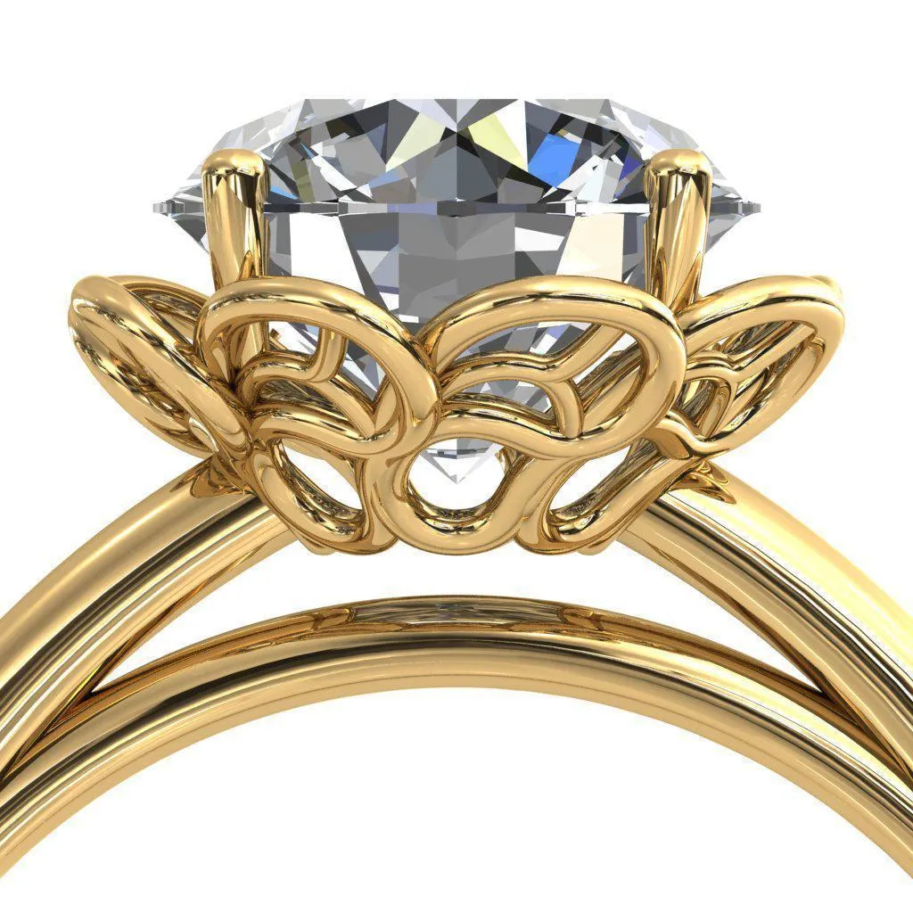 Heirloom Flower Round Center Stone Engagement Ring
