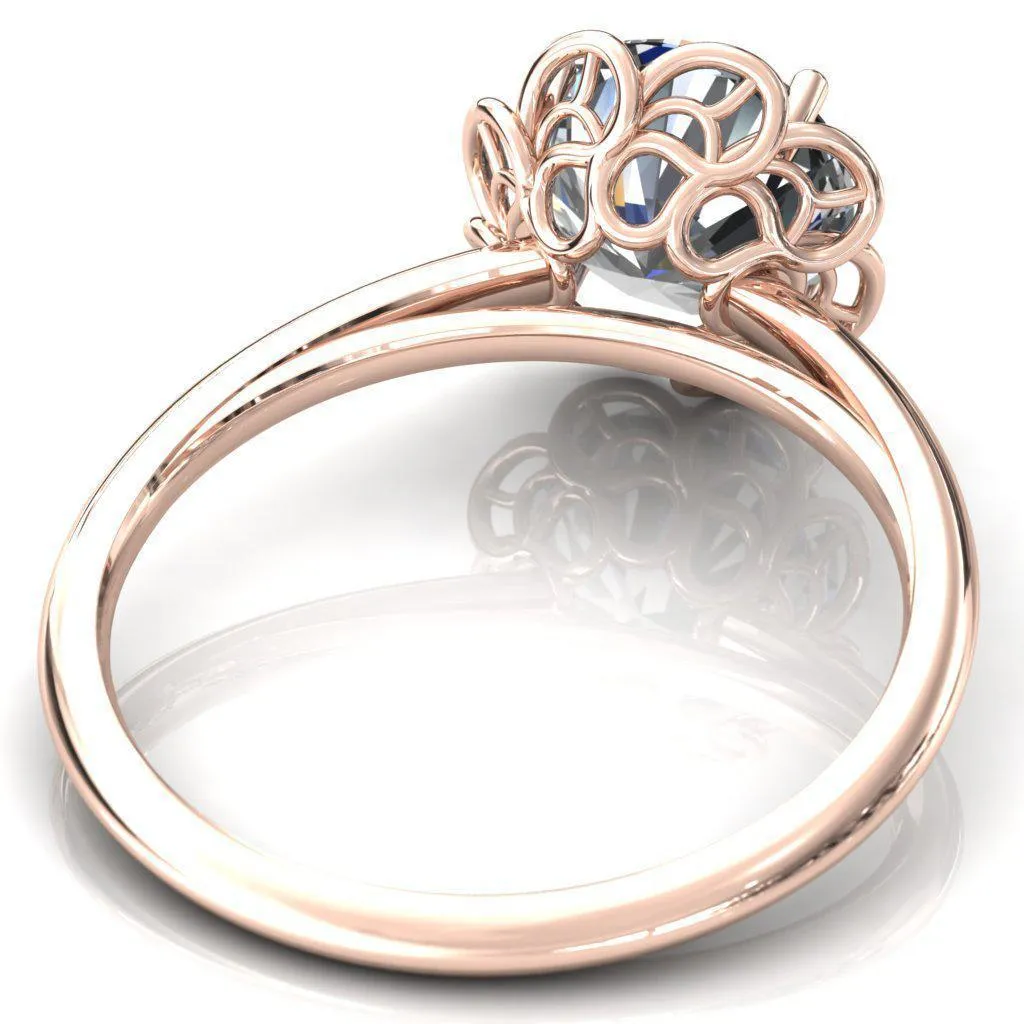 Heirloom Flower Round Center Stone Engagement Ring