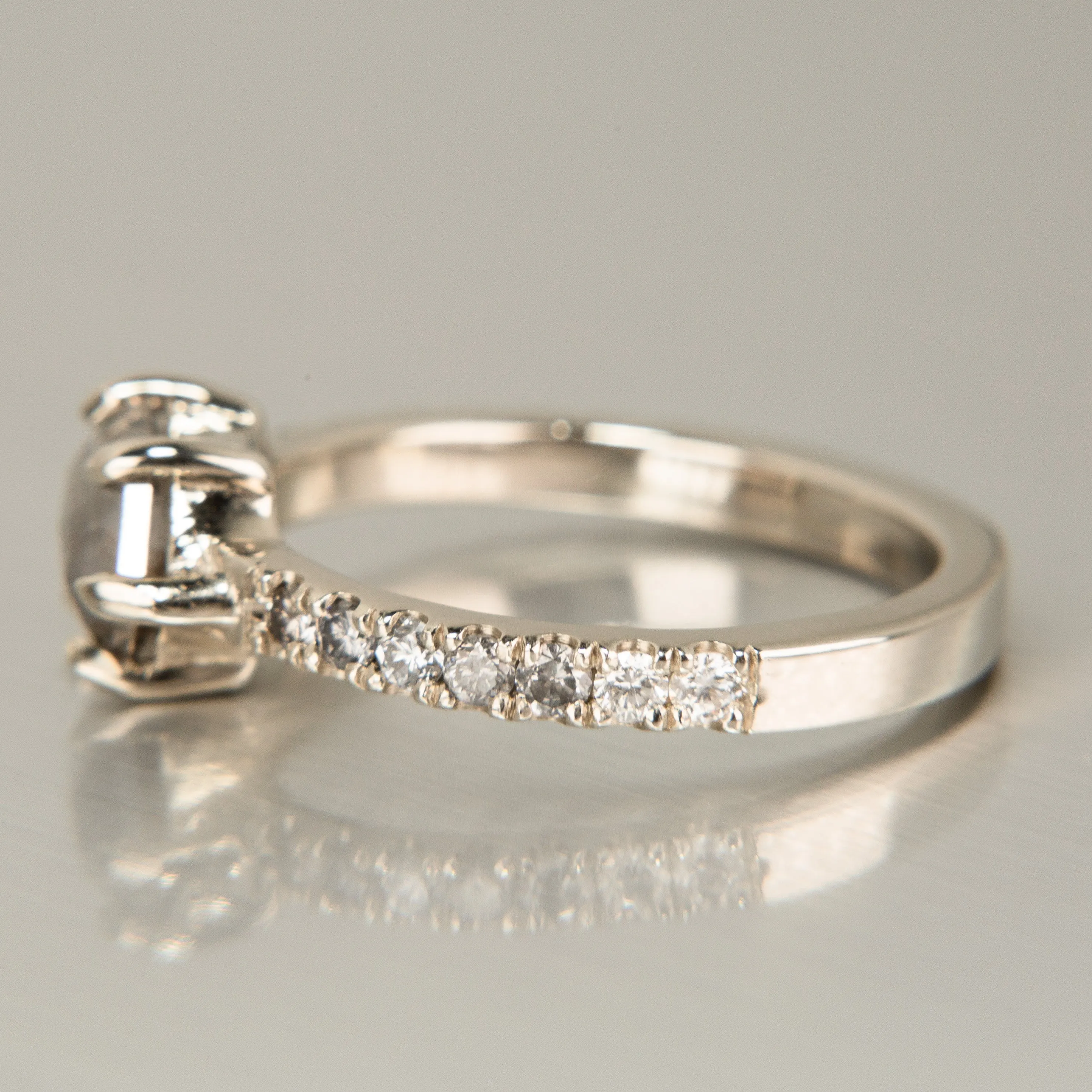Hexagon Salt & Pepper Diamond Engagement Ring | 14k White Gold