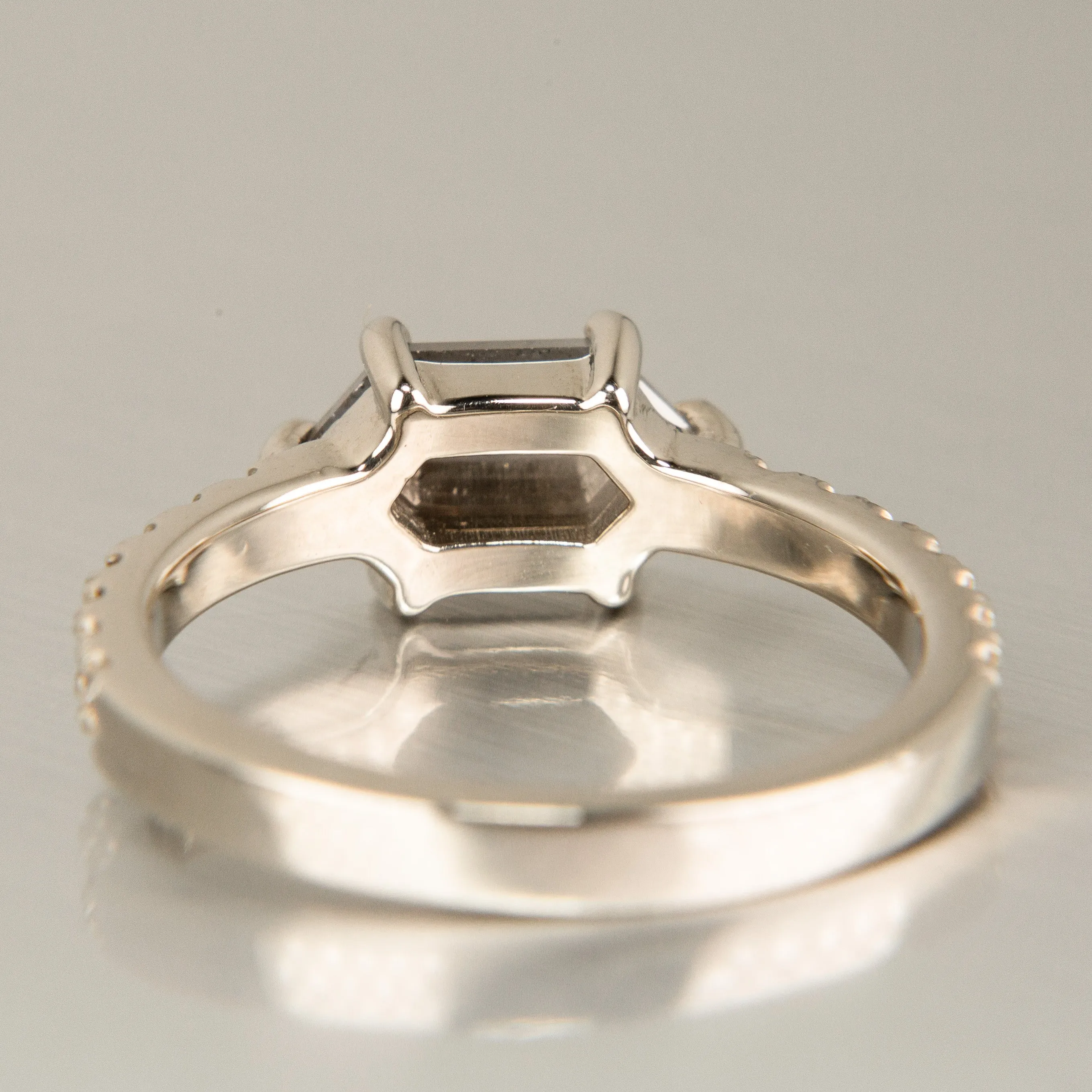Hexagon Salt & Pepper Diamond Engagement Ring | 14k White Gold
