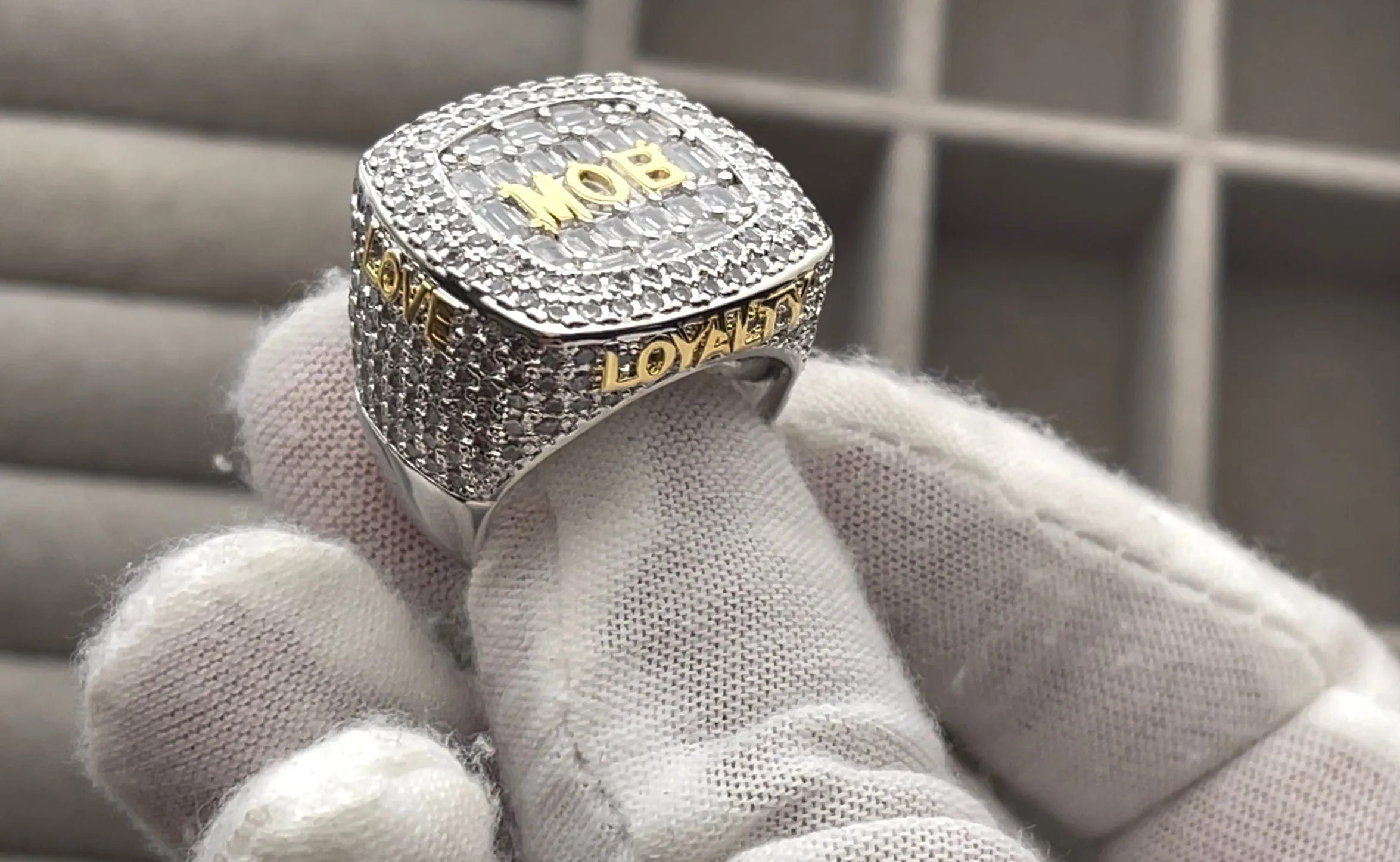 Hip Hop Ring | Mens Baguette Ring | Mens Iced Out Ring | Womens Iced Ring | Iced Out Rings | Superbowl Ring | Iced Out Mens Pinky Ring