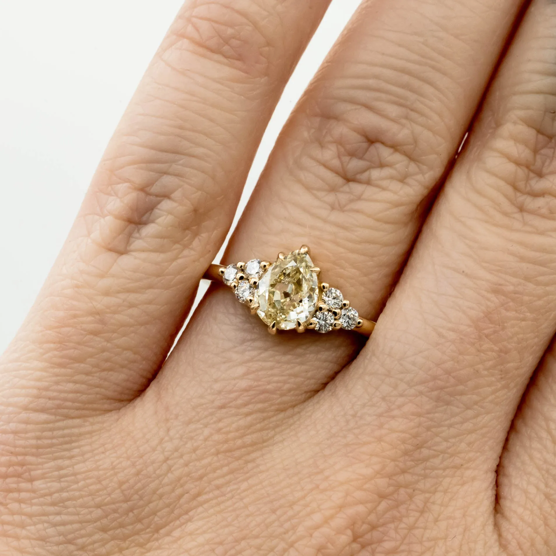 Holly Engagement Ring | .94 Antique Pear Diamond | 14k Yellow Gold