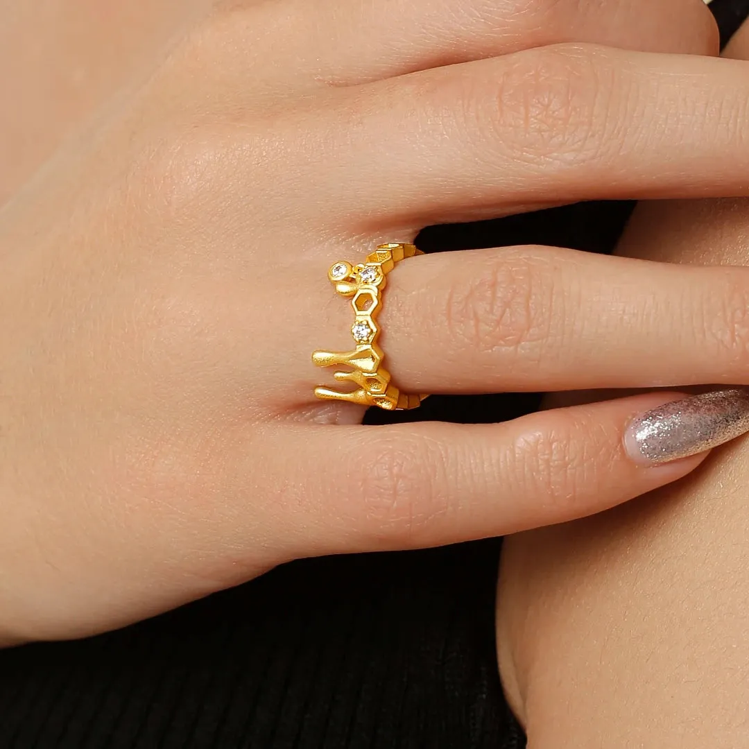 Honeycomb With Dripping Honey Ring Life With MaK’s Honeycomb Bee Kind Jewelry Collection